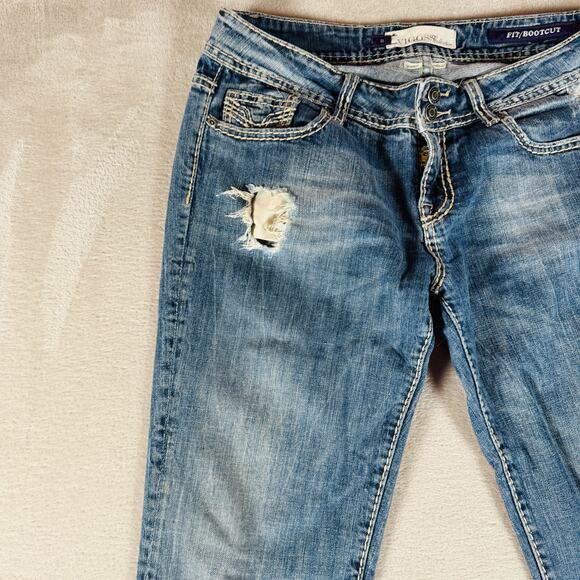 Vigoss Jeans Women's 11 Blue Fit Bootcut Mid Rise Distressed Medium Wash Stretch - Picture 4 of 14
